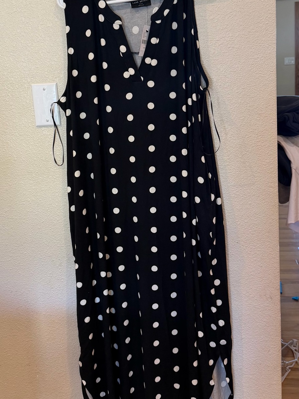 Lane Bryant Black and White Polka Dot Sleeveless Maxi Dress